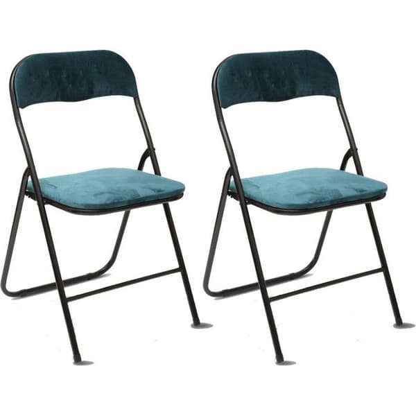 Set med 2 Atmosphera "Easy" sammetsfällbara stolar - Blå