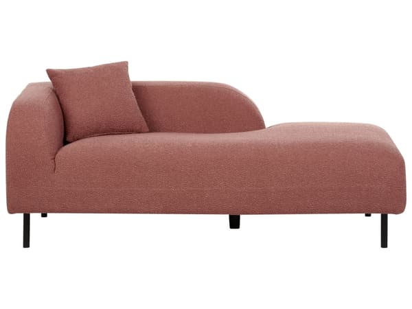 Schäslong 2-sits Rosa Bouclé Vänstervänd Överkast Kuddar Retro Minimalistisk