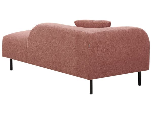 Schäslong 2-sits Rosa Bouclé Vänstervänd Överkast Kuddar Retro Minimalistisk