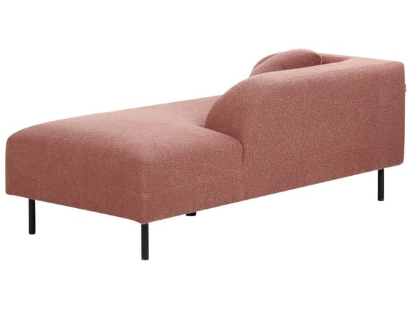 Schäslong 2-sits Rosa Bouclé Vänstervänd Överkast Kuddar Retro Minimalistisk