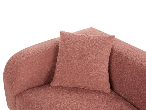 Schäslong 2-sits Rosa Bouclé Vänstervänd Överkast Kuddar Retro Minimalistisk