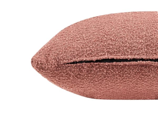 Schäslong 2-sits Rosa Bouclé Vänstervänd Överkast Kuddar Retro Minimalistisk
