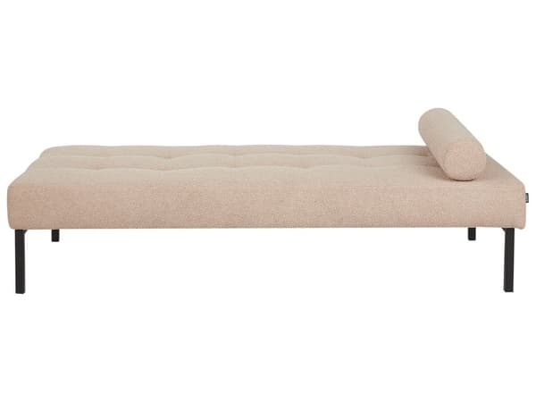 Daybed Beige Boucle 180 x 70 cm 1 Personers Dagseng Chaiselong med Pølsepude til Stue og Soveværelse