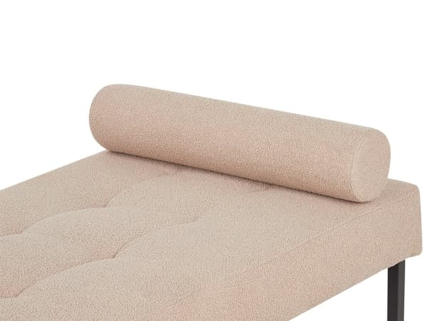 Daybed Beige Boucle 180 x 70 cm 1 Personers Dagseng Chaiselong med Pølsepude til Stue og Soveværelse
