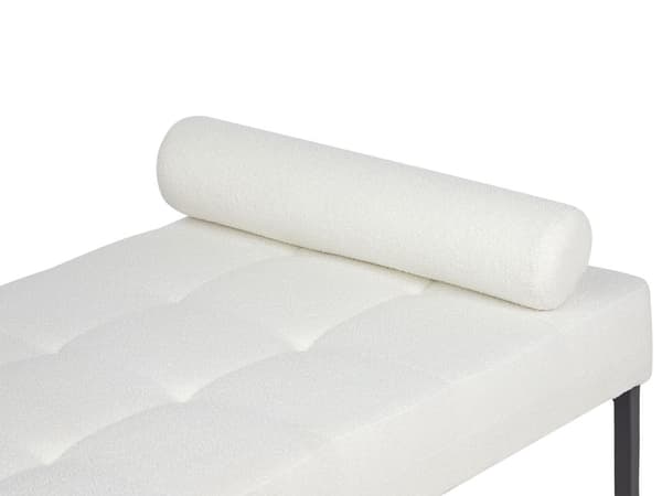 Daybed Hvid Boucle 180 x 70 cm 1 Personers Dagseng Chaiselong med Pølsepude til Stue og Soveværelse