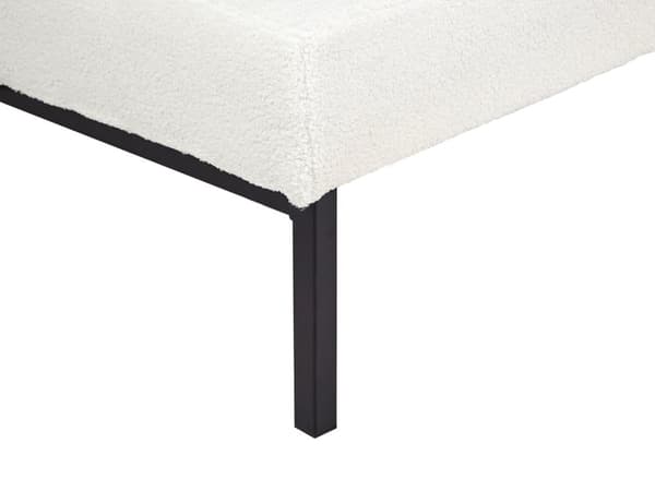 Daybed Hvid Boucle 180 x 70 cm 1 Personers Dagseng Chaiselong med Pølsepude til Stue og Soveværelse