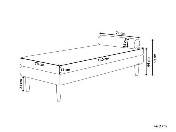 Daybed Taupe Velour 180 x 70 cm 1 Personers Dagseng Chaiselong med Pølsepude til Stue og Soveværelse
