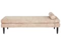 Miniatyrbillede 5 af 11: Daybed Beige Velour 180 x 70 cm 1 Personers Dagseng Chaiselong med Pølsepude til Stue og Soveværelse