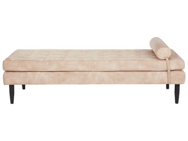 Daybed Beige Velour 180 x 70 cm 1 Personers Dagseng Chaiselong med Pølsepude til Stue og Soveværelse