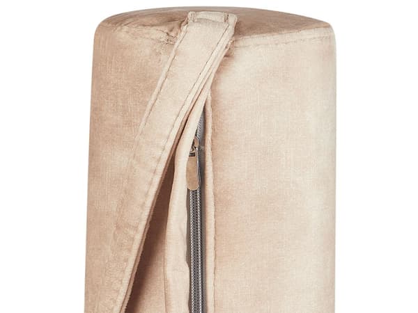 Daybed Beige Velour 180 x 70 cm 1 Personers Dagseng Chaiselong med Pølsepude til Stue og Soveværelse