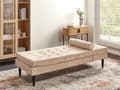 Miniatyrbillede 2 af 11: Daybed Beige Velour 180 x 70 cm 1 Personers Dagseng Chaiselong med Pølsepude til Stue og Soveværelse