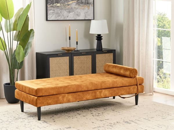 Schäslong Gul Sammet Vardagsrumsmöbler Modern stil