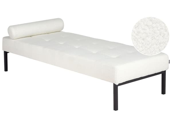 Schäslong Vit Bouclé Vardagsrum Sovrum Metallben Modern stil