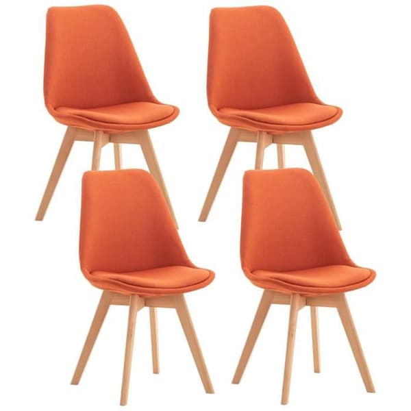 Set med 4 stolar - LinCHAVORNAY - Vintage - Trä - Orange - Matsal - Inredning