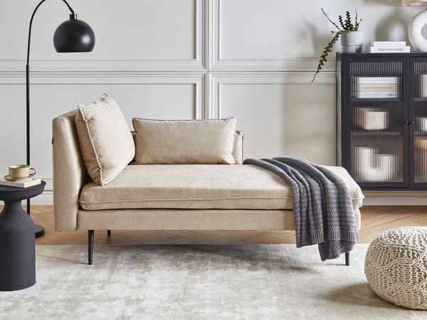 Schäslong Vänster Beige Tyg Prydnadskuddar Dagbädd Minimalistisk Stil