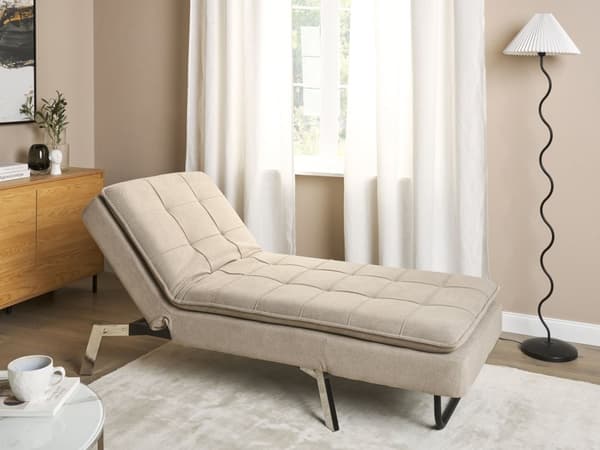 Chaiselong Beige Polyester Daybed med Justerbart Ryglæn Gæsteseng Multifunktionel Chaise Sofa Moderne til Stuen