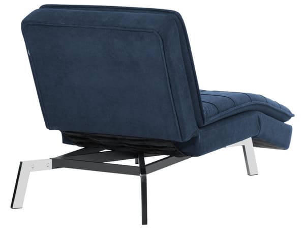 Schäslong Marinblå Polyester Stoppad Metallben Quiltad Justerbar 5 Positioner Modern Stil Vardagsrum