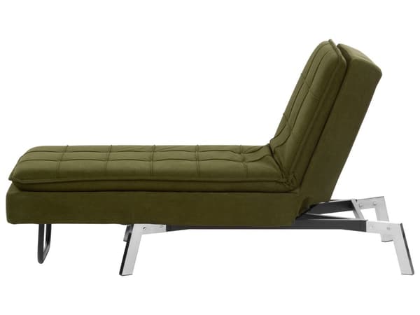 Schäslong Grön Polyester Stoppad Metallben Quiltad Justerbar 5 Positioner Modern Stil Vardagsrum