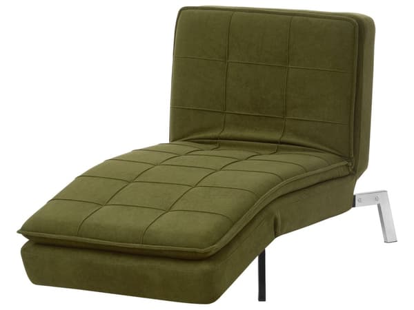 Schäslong Grön Polyester Stoppad Metallben Quiltad Justerbar 5 Positioner Modern Stil Vardagsrum