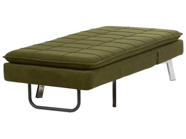 Schäslong Grön Polyester Stoppad Metallben Quiltad Justerbar 5 Positioner Modern Stil Vardagsrum