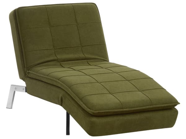 Schäslong Grön Polyester Stoppad Metallben Quiltad Justerbar 5 Positioner Modern Stil Vardagsrum