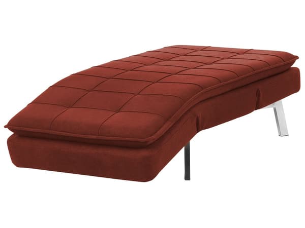 Schäslong Röd Polyester Stoppad Metallben Quiltad Justerbar 5 Positioner Modern Stil Vardagsrum