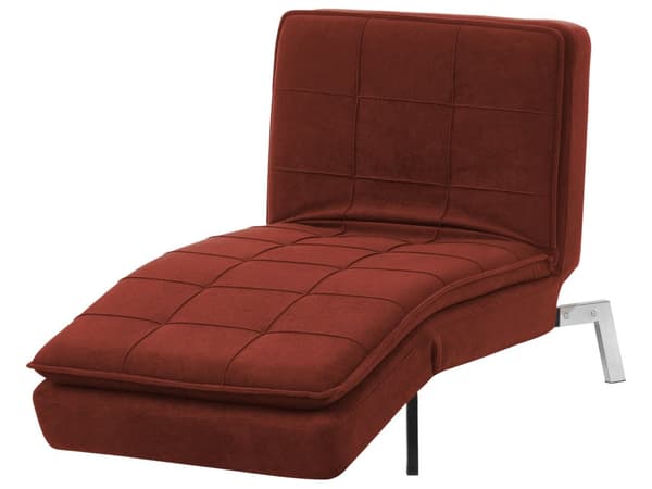 Schäslong Röd Polyester Stoppad Metallben Quiltad Justerbar 5 Positioner Modern Stil Vardagsrum
