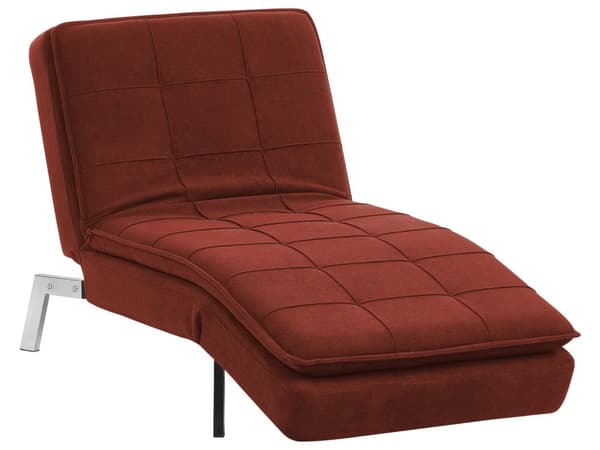 Schäslong Röd Polyester Stoppad Metallben Quiltad Justerbar 5 Positioner Modern Stil Vardagsrum