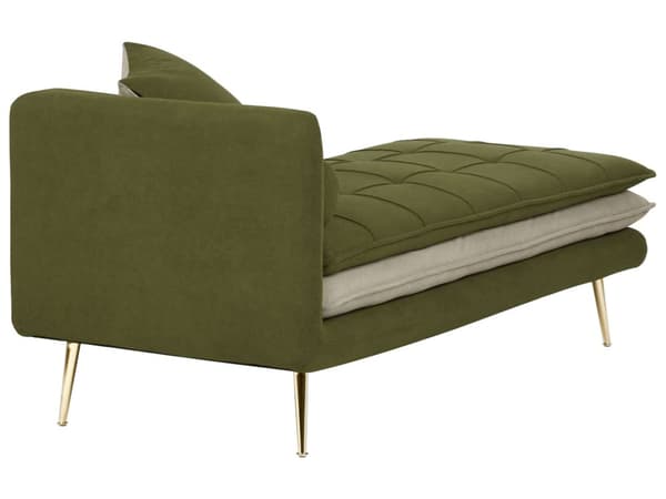Schäslong Grön Beige 164 x 77 x 72 cm Tyg Trä Metall Dekorativa Kuddar Tvåfärgade Tuftad Modern Vardagsrum