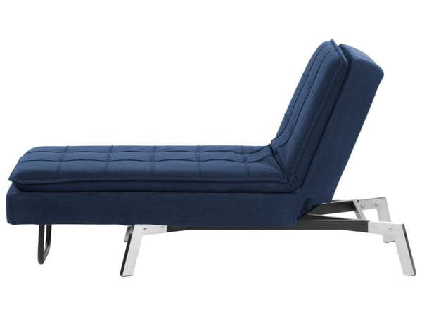 Chaiselong Blå Polyester Daybed med Justerbart Ryglæn Gæsteseng Multifunktionel Chaise Sofa Moderne til Stuen