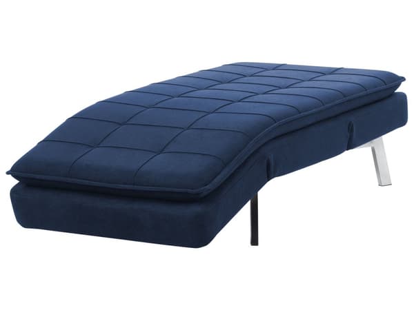Chaiselong Blå Polyester Daybed med Justerbart Ryglæn Gæsteseng Multifunktionel Chaise Sofa Moderne til Stuen