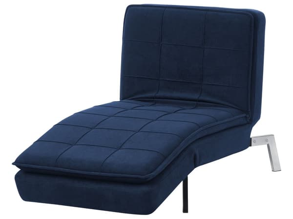 Chaiselong Blå Polyester Daybed med Justerbart Ryglæn Gæsteseng Multifunktionel Chaise Sofa Moderne til Stuen