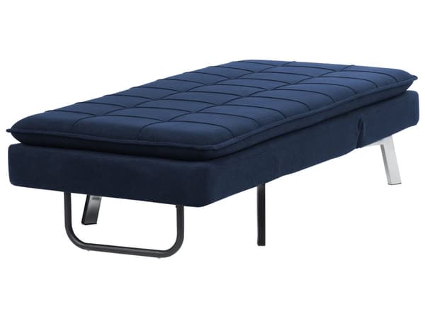 Chaiselong Blå Polyester Daybed med Justerbart Ryglæn Gæsteseng Multifunktionel Chaise Sofa Moderne til Stuen