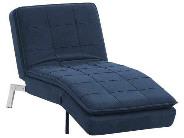 Chaiselong Blå Polyester Daybed med Justerbart Ryglæn Gæsteseng Multifunktionel Chaise Sofa Moderne til Stuen