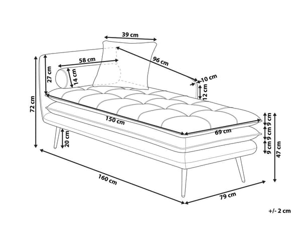 Chaiselong Grøn Beige Daybed med Ryglæn Gæsteseng Multifunktionel Chaise Højrevendt Sofa Moderne til Stuen