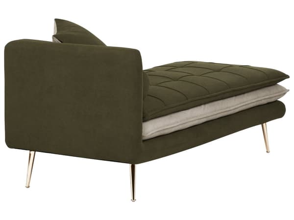Chaiselong Grøn Beige Daybed med Ryglæn Gæsteseng Multifunktionel Chaise Højrevendt Sofa Moderne til Stuen