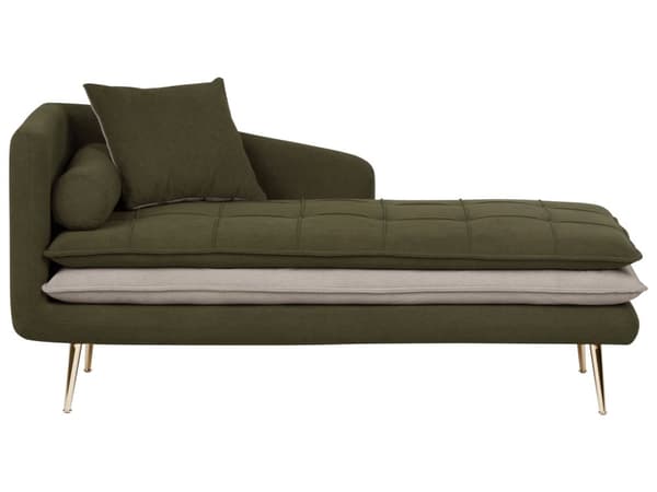 Chaiselong Grøn Beige Daybed med Ryglæn Gæsteseng Multifunktionel Chaise Højrevendt Sofa Moderne til Stuen