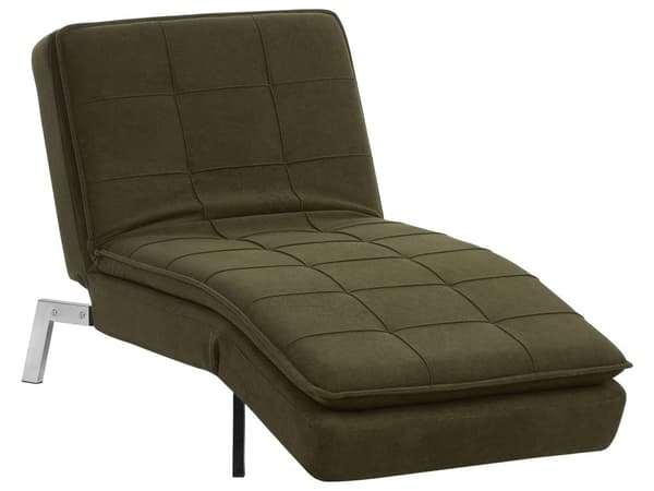 Chaiselong Grøn Polyester Daybed med Justerbart Ryglæn Gæsteseng Multifunktionel Chaise Sofa Moderne til Stuen