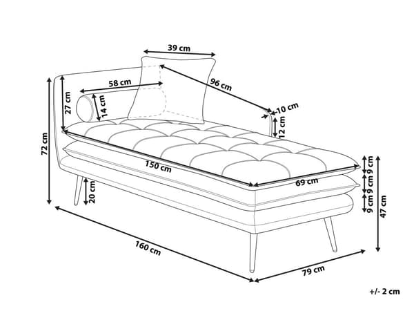 Chaiselong Rød Beige Daybed med Ryglæn Gæsteseng Multifunktionel Chaise Højrevendt Sofa Moderne til Stuen