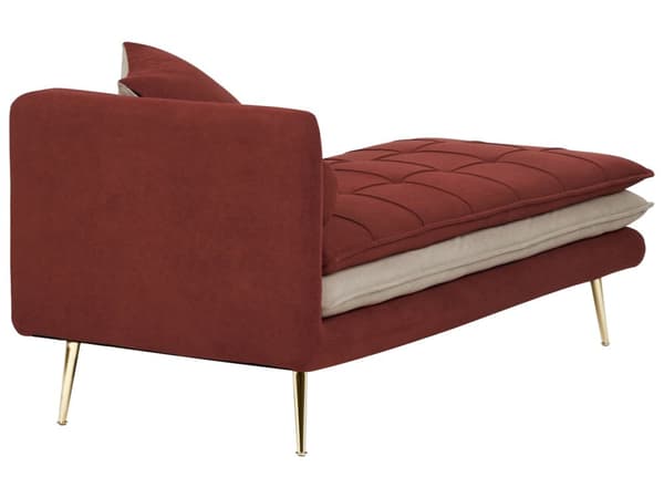 Chaiselong Rød Beige Daybed med Ryglæn Gæsteseng Multifunktionel Chaise Højrevendt Sofa Moderne til Stuen