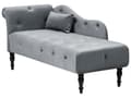 Miniatyrbillede 4 af 10: Chaiselong Grå Velour Daybed med Ryglæn Gæsteseng Multifunktionel Chaise Venstrevendt Sofa Moderne til Stuen