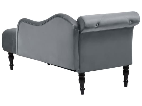 Chaiselong Grå Velour Daybed med Ryglæn Gæsteseng Multifunktionel Chaise Venstrevendt Sofa Moderne til Stuen