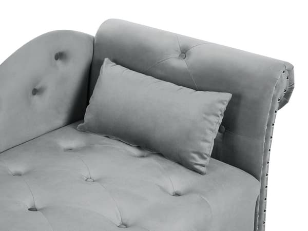Chaiselong Grå Velour Daybed med Ryglæn Gæsteseng Multifunktionel Chaise Venstrevendt Sofa Moderne til Stuen