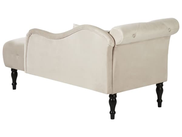Schäslong Ljusbeige Sammet Knapptuftad Klädsel Vänster Med Dekorativ Kudde Retro Traditionell Stil Vardagsrum