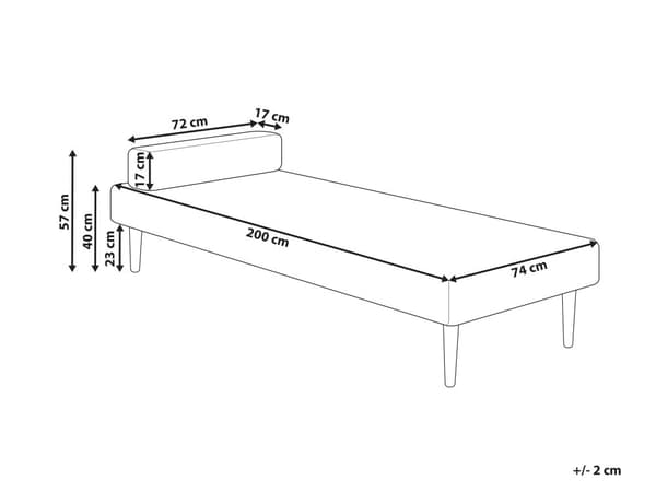 Daybed Off White 200 x 75 cm 1 Personers Dagseng Chaiselong med Pølsepude til Stue og Soveværelse