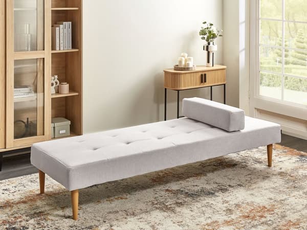 Daybed Off White 200 x 75 cm 1 Personers Dagseng Chaiselong med Pølsepude til Stue og Soveværelse