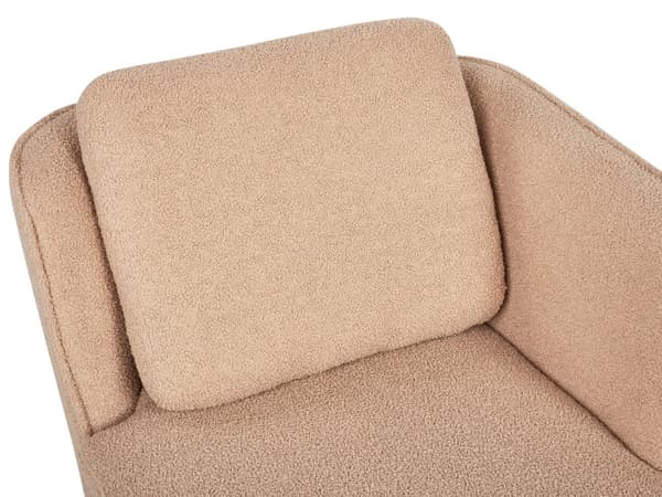 Venstrevendt knækket beige boucle chaiselong med hynde retro stuemøbler stue opholdsrum