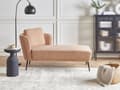 Miniatyrbillede 2 af 10: Venstrevendt knækket beige boucle chaiselong med hynde retro stuemøbler stue opholdsrum