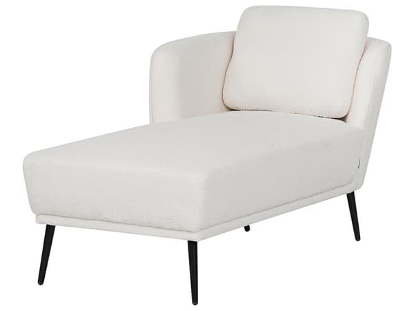 Højrevendt knækket råhvid boucle chaiselong med hynde retro stuemøbler stue opholdsrum