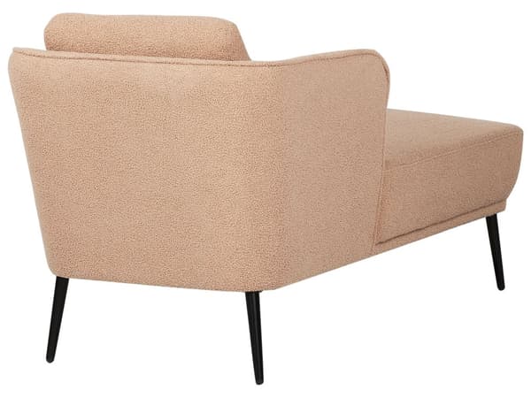 Højrevendt knækket beige boucle chaiselong med hynde retro stuemøbler stue opholdsrum
